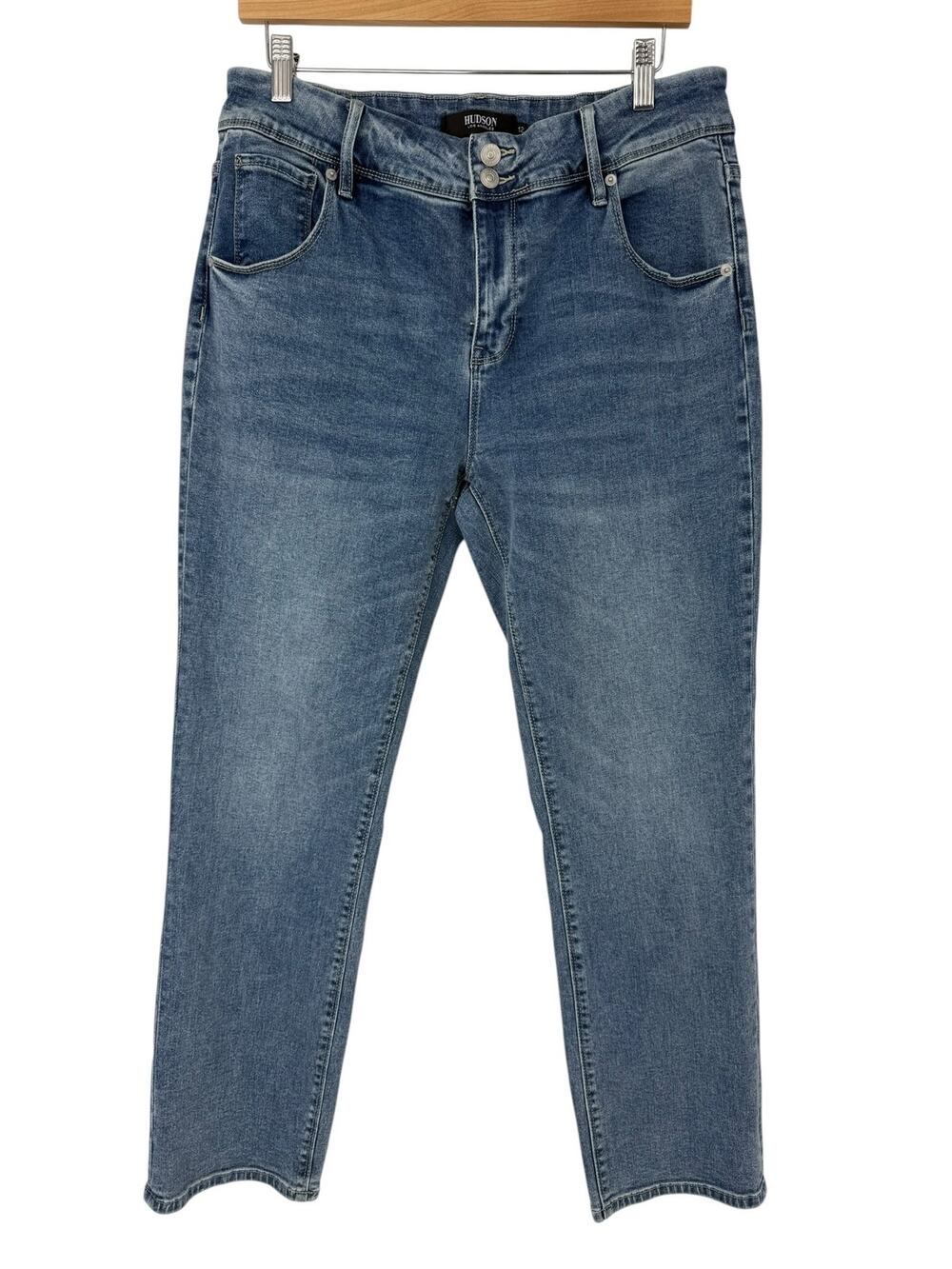 Hudson Jeans Size 12 Blue Mid Rise Straight Ankle Stretch Denim Clean Girl
